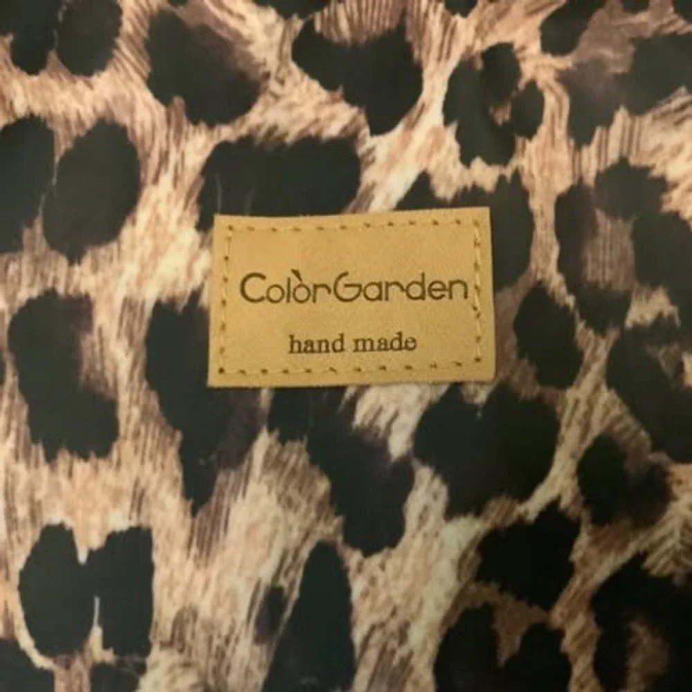 Color Garden Handmade Leopard Print Shoulder Tote Bag Purse Good Condition